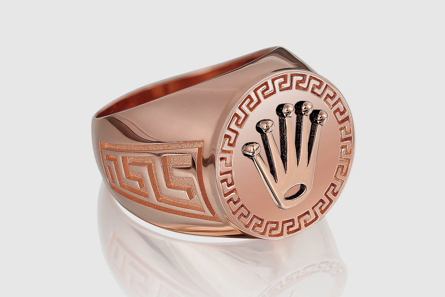 Engraved Greek Key Ring Gold | VERSACE IN