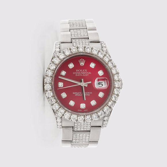 Rolex DateJust 36mm Diamond Stainless Steel Red Dial