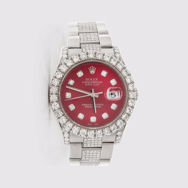 Rolex DateJust 36mm Diamond Stainless Steel Red Dial