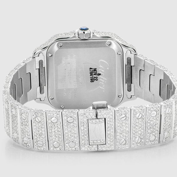 Iced Out Cartier Santos 35mm Diamond Watch 14.7ct.