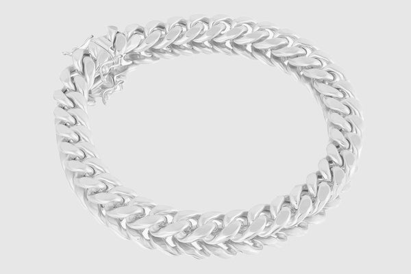 9.5mm Hollow Miami Cuban White Gold Bracelet | Uverly
