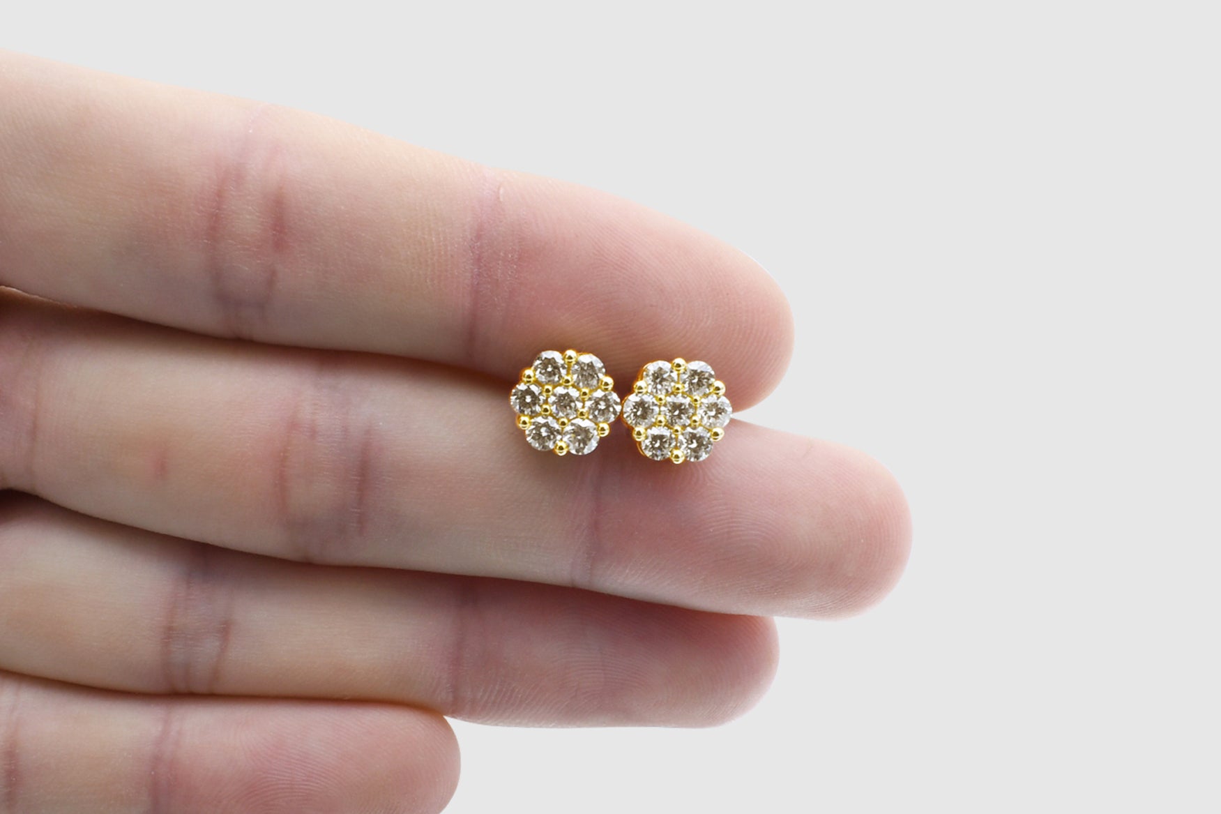 Ct 7-Stone Large Cluster Flower Earrings