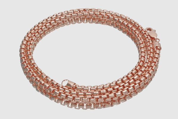 1.5mm - 3.5mm Hollow Round Box Chain Necklace - 14k Rose Pink Gold | Uverly