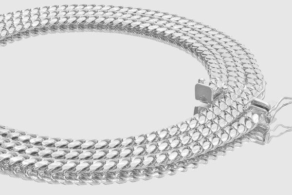 4mm Solid Miami Cuban 10k / 14k White Gold Necklace | Uverly