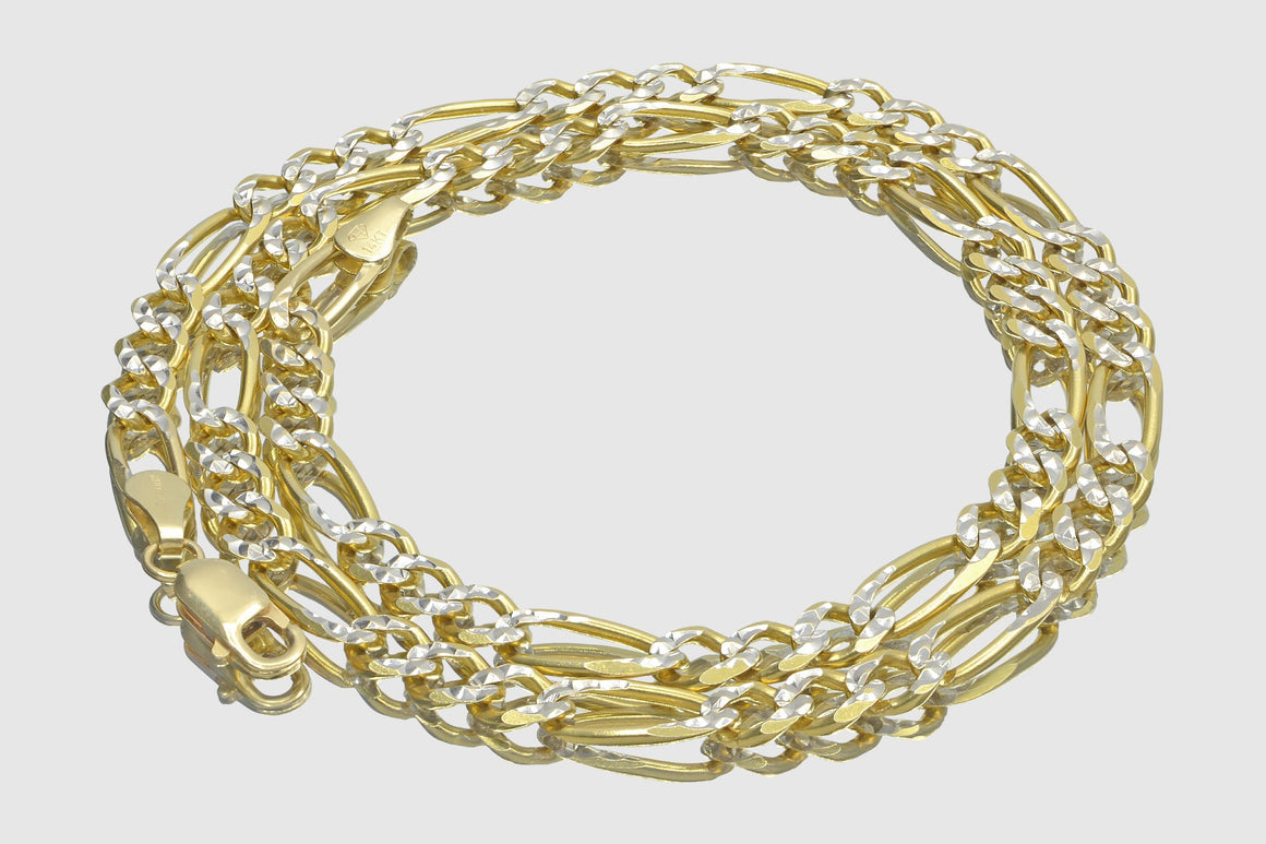 2mm - 12mm Figaro Chain Diamond Cut - 10k Solid Yellow Gold | Uverly