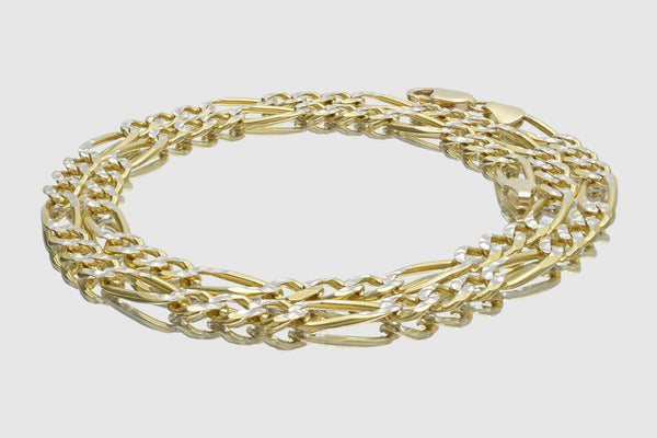 2.5mm - 12mm Figaro Chain Diamond Cut - 10k Solid Yellow Gold | Uverly