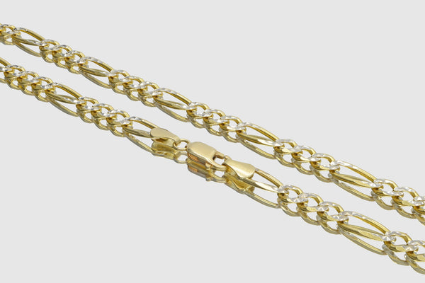 2.5mm - 12mm Figaro Chain Diamond Cut - 10k Solid Yellow Gold | Uverly