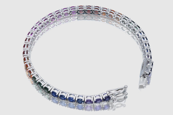 4mm Rainbow Natural Sapphire Tennis Bracelet | Uverly