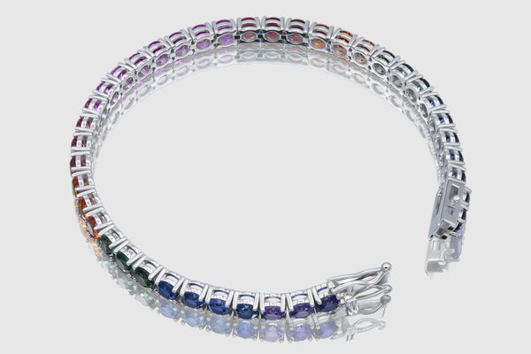 4mm Rainbow Natural Sapphire Tennis Bracelet | Uverly