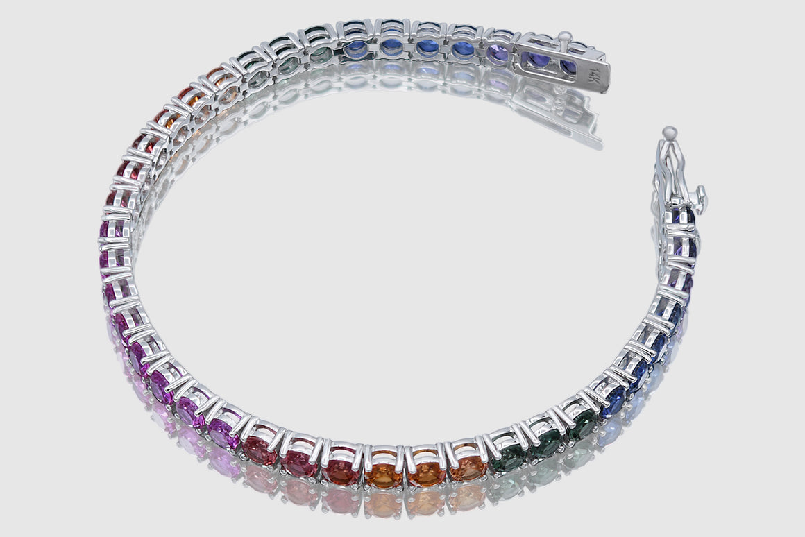 4mm Rainbow Natural Sapphire Tennis Bracelet