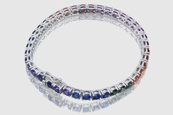 4mm Rainbow Natural Sapphire Tennis Bracelet | Uverly