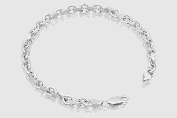3mm - 4.5mm 14k Solid Heavy Cable Link White Gold Bracelets | Uverly