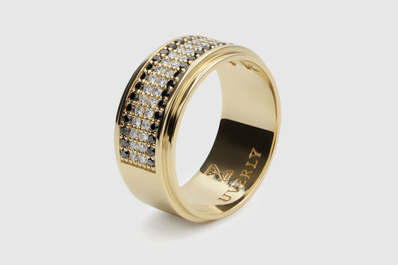 4 Row Diamond Band Ring - Yellow Gold | Uverly