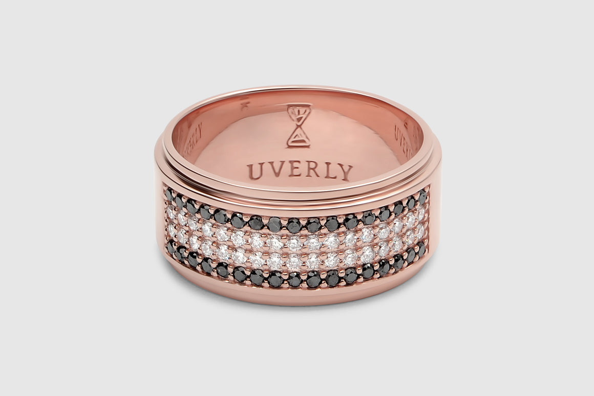 4 Row Diamond Band Ring - Yellow Gold | Uverly