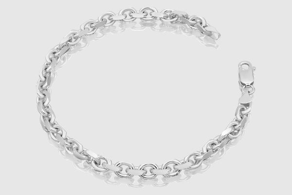 3mm - 4.5mm 14k Solid Heavy Cable Link White Gold Bracelets | Uverly