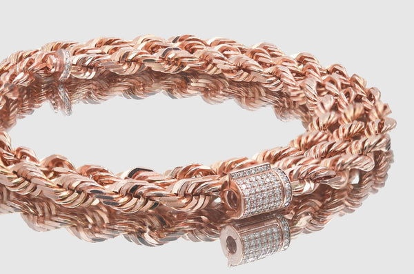7mm Diamond Round Barrel Rose Gold Lock | Uverly