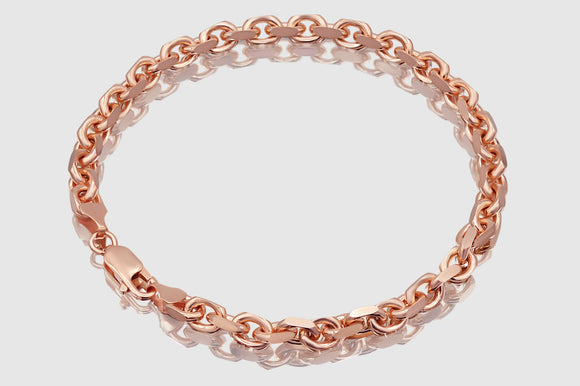 3mm - 5mm 14k Solid Heavy Cable Link Rose Gold Bracelets | Uverly