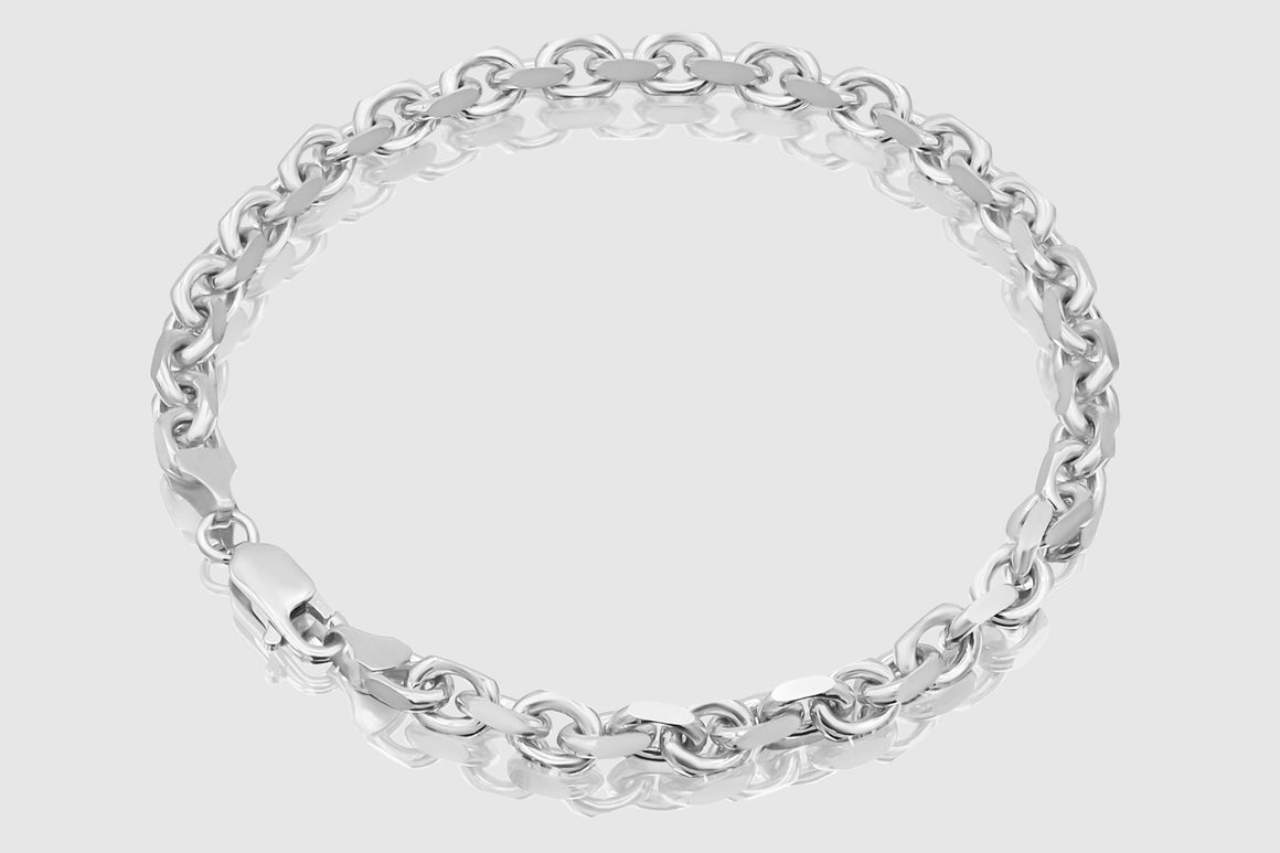 3mm - 4.5mm 14k Solid Heavy Cable Link White Gold Bracelets | Uverly