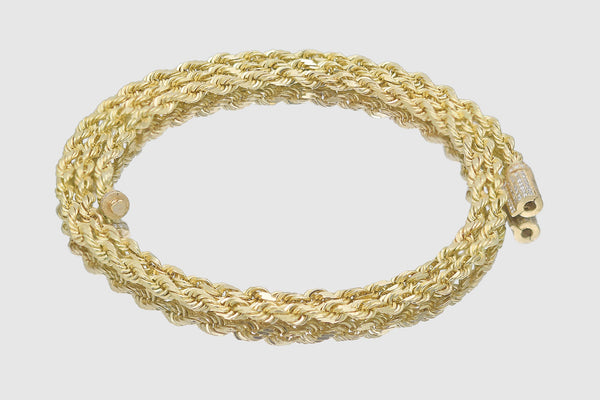 3.8mm Rope Chain - Diamond Lock - 10k/14k Yellow Gold | Uverly