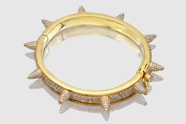 Spike Diamond Bangle Bracelet - 10k, 14k, 18k Yellow Gold | Uverly