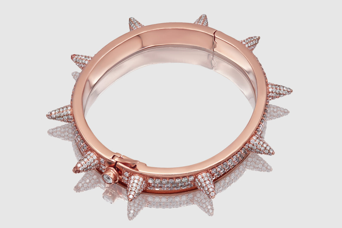 Spike Diamond Bangle Bracelet - 10k, 14k, 18k Yellow Gold | Uverly
