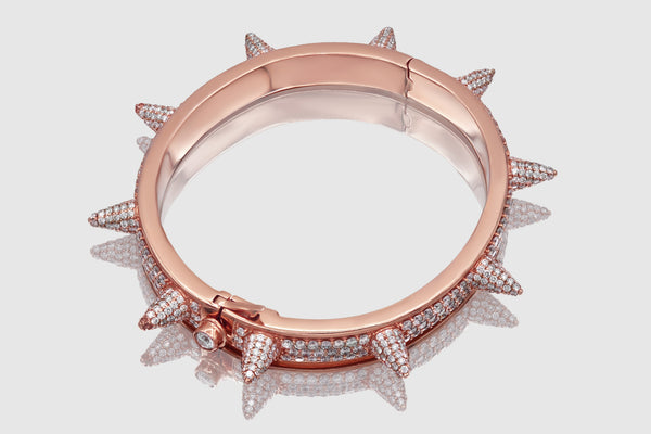 Spike Diamond Bangle Bracelet - 10k, 14k, 18k Rose Gold | Uverly