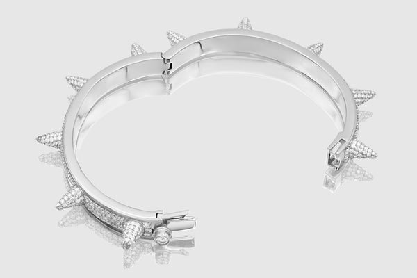 Spike Diamond Bangle Bracelet - 10k, 14k, 18k White Gold | Uverly