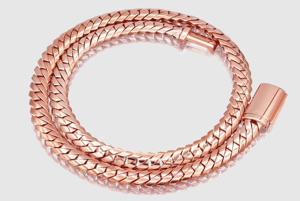 8.5mm - 14mm Solid Razor Edge Miami Cuban Necklace - 10k Rose Gold