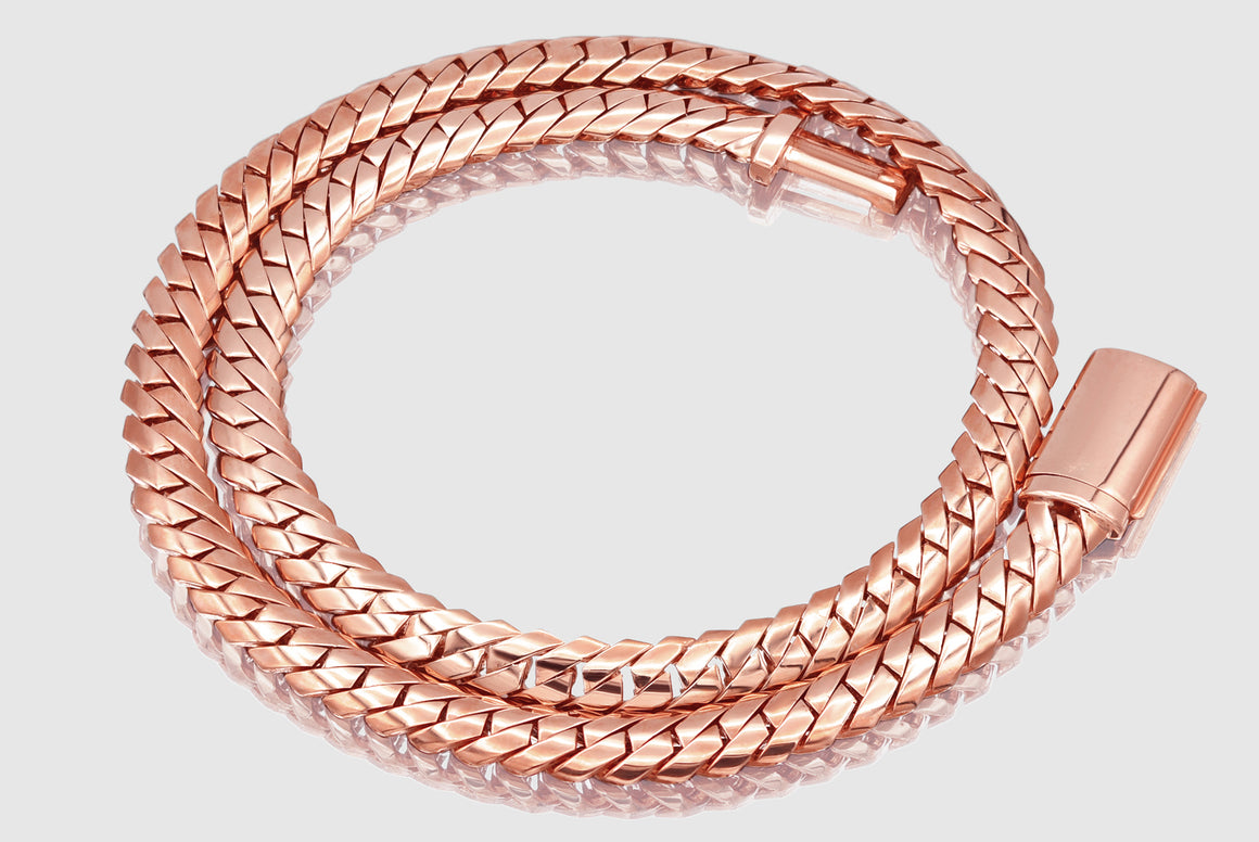 Razor Edge Miami Cuban Link Chain - 14k Rose Gold | Uverly