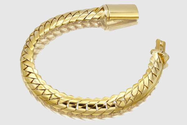 Razor Edge Miami Cuban Link Bracelet - 18k Yellow Gold | Uverly