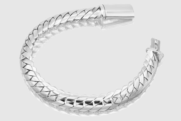 Razor Edge Miami Cuban Link Bracelet - 10k White Gold | Uverly