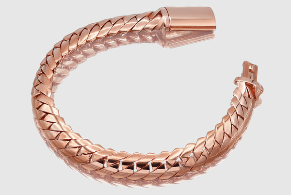 Razor Edge Miami Cuban Link Bracelet - 14k Rose Gold | Uverly