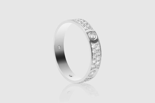 White Gold Full Diamond Love Band Ring | Uverly