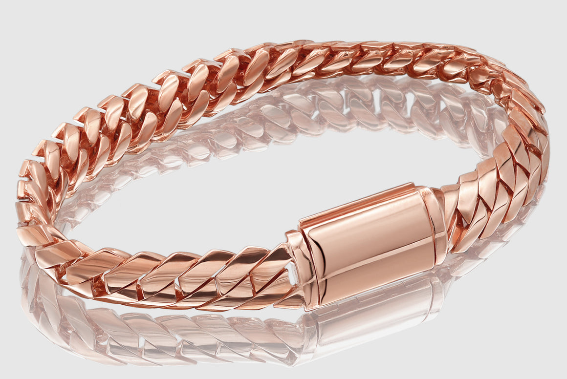 Razor Edge Miami Cuban Link Bracelet - 10k Rose Gold | Uverly