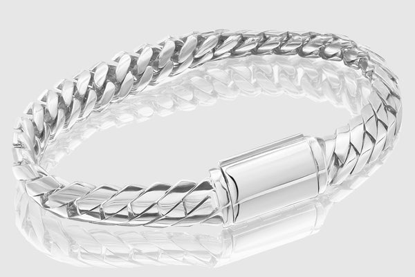 Razor Edge Miami Cuban Link Bracelet - 14k White Gold | Uverly