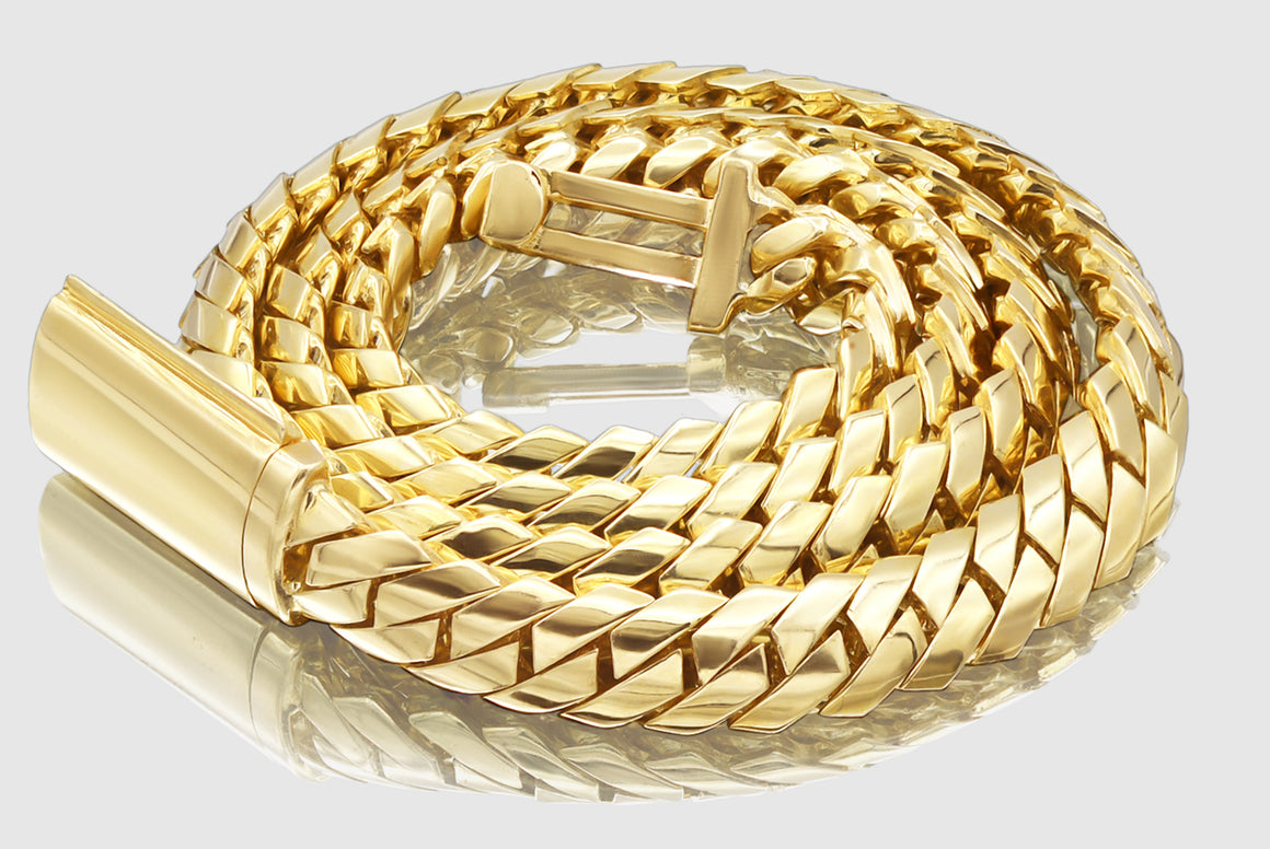 Razor Edge Miami Cuban Link Chain - 14k Yellow Gold | Uverly