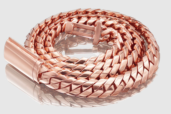Razor Edge Miami Cuban Link Chain - 14k Rose Gold | Uverly