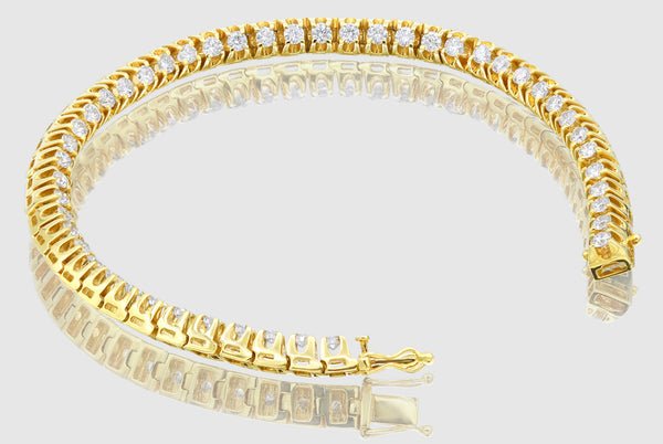 6mm Diamond Pyramid Tennis Bracelet - Yellow Gold | Uverly