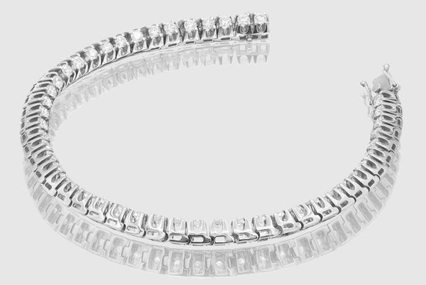 6mm Diamond Pyramid Tennis Bracelet - White Gold | Uverly