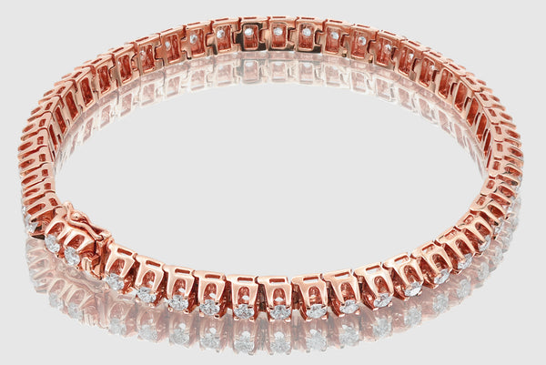 6mm Diamond Pyramid Tennis Bracelet - Rose Gold | Uverly