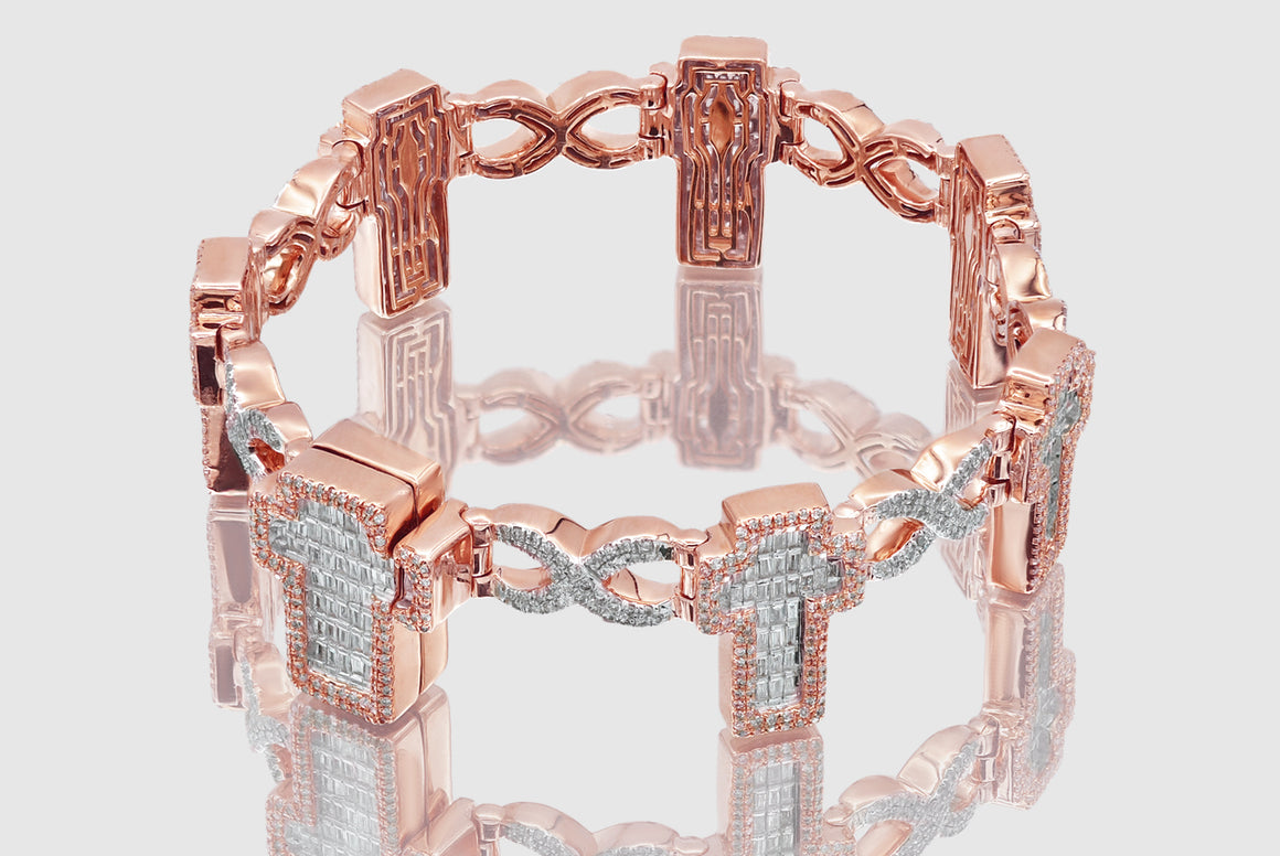 Infinity Cross Diamond Baguette Bracelet | Uverly