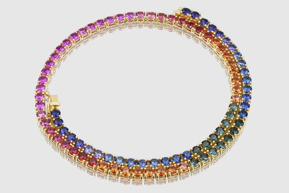 4mm Rainbow Natural Sapphire Tennis Necklace