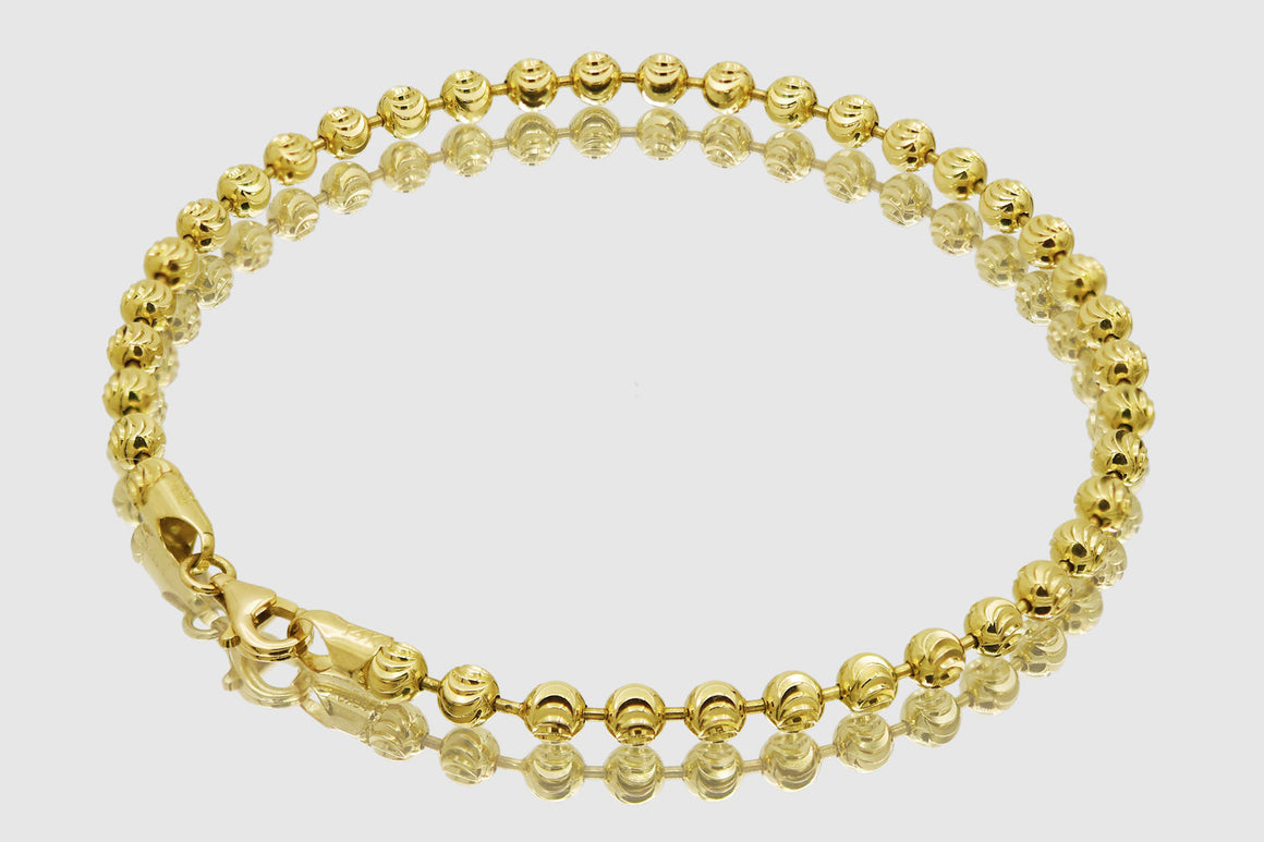 2mm - 5mm Moon Cut Bracelet - 14k Yellow Gold