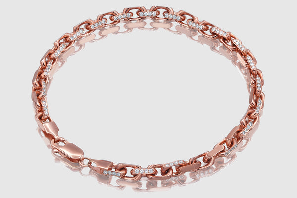 5mm Solid Heavy Cable Link Diamond Bracelet