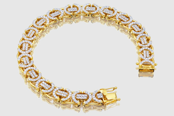 9.5mm Byzantine Diamond Bracelet - Yellow Gold | Uverly