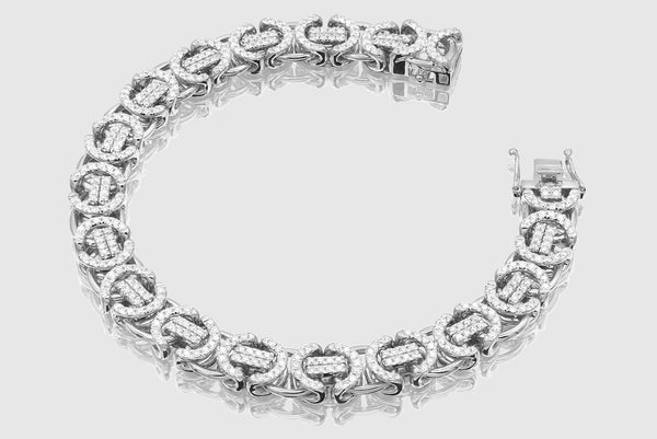 9.5mm Byzantine Diamond Bracelet - White Gold | Uverly