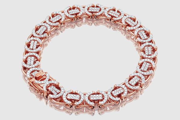 9.5mm Byzantine Diamond Bracelet - Rose Gold | Uverly