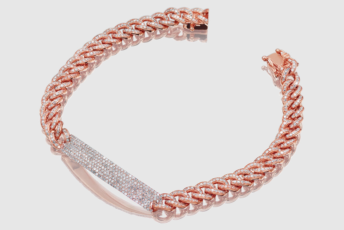 6mm Diamond Miami Cuban Single Row with Bar Bracelet - Yellow Gold | Uverly