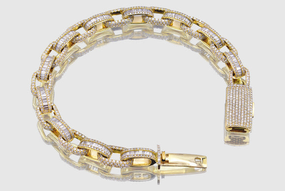 8.5mm Cable Baguette Diamond Bracelet - Yellow Gold | Uverly