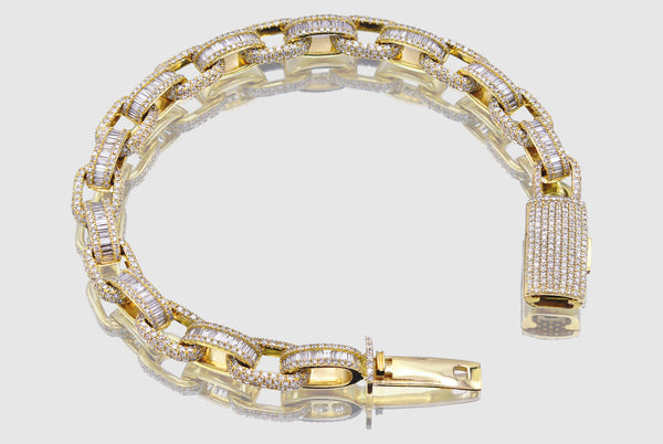 8.5mm Cable Baguette Diamond Bracelet - Yellow Gold | Uverly